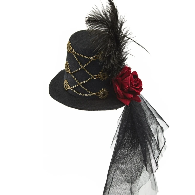 

Цилиндр в стиле стимпанк, шляпы в стиле стимпанк для женщин с вуалью, шляпа путешественника во времени в стиле стимпанк, в стиле