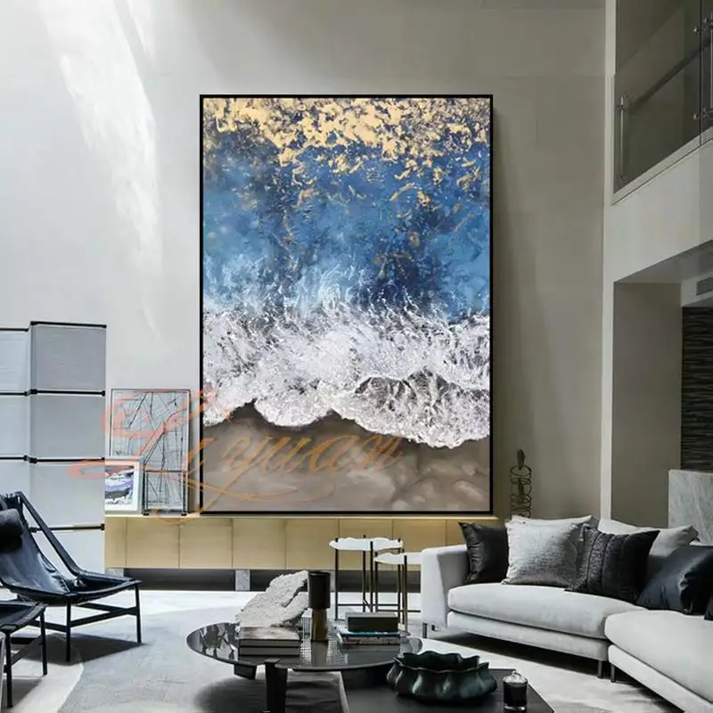 

Ручная роспись, Современная декоративная настенная акриловая Картина на холсте, морской пейзаж, морская волна, абстрактная картина маслом без рамки
