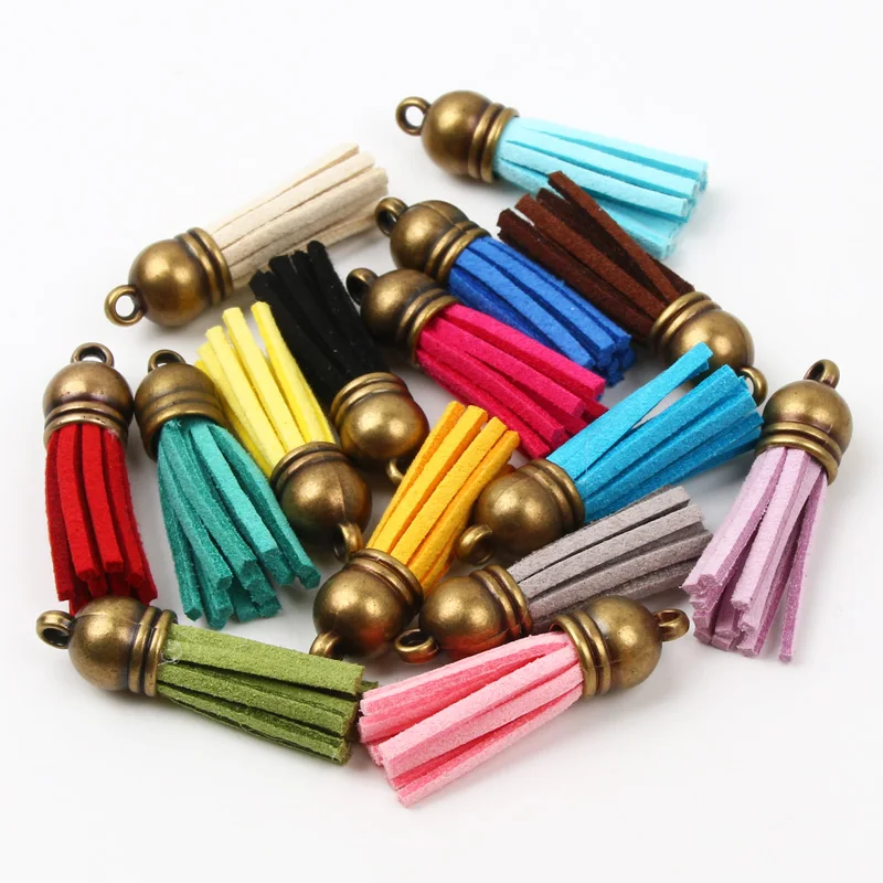

10pcs/lot Summer Tassel Vintage Leather Tassels Fringe for Purl Macrame DIY Jewelry Findings Keychain Cellphone Straps Pendant