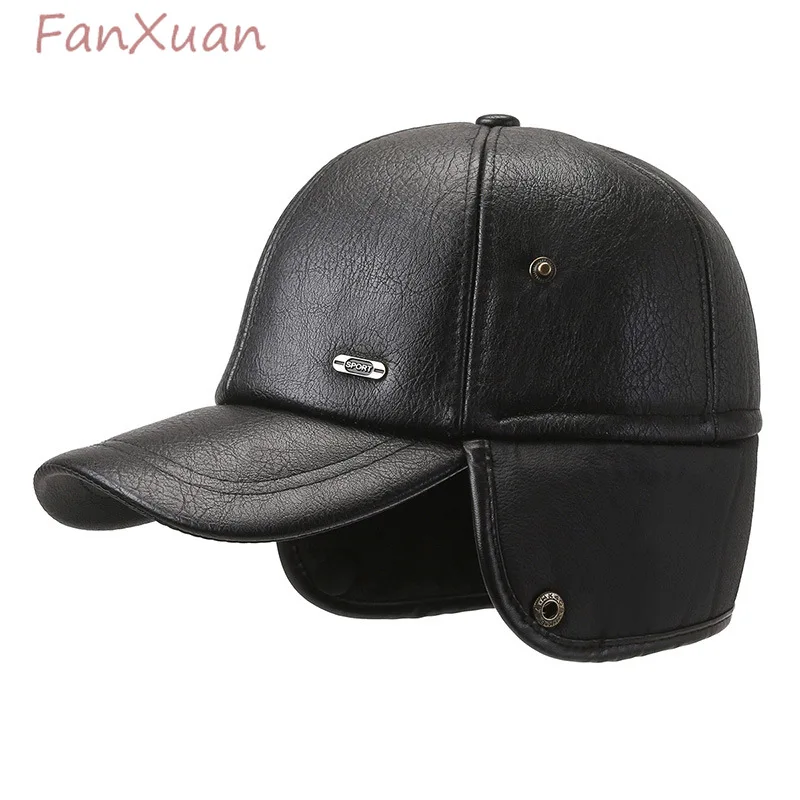 Winter PU Hat for Men Baseball Cap with Ear Flap Outdoor Windproof Trucker Caps for Dad Bomber Hats
Winter PU Hat for Men Baseball Cap with Ear Flap Outdoor Windproof Trucker Caps for Dad Bomber Hats