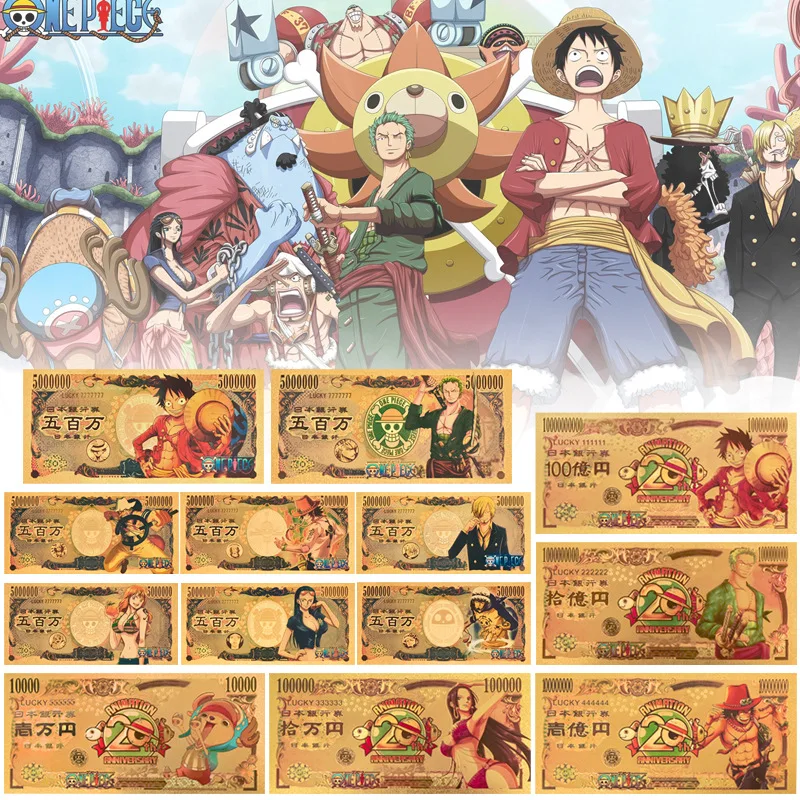Cartoon Anime One Piecel Gold Foil Commemorative Banknote Coins Money Luffy Zoro Boa Hancock Collection Classic Cards Toy Gift | Игрушки и