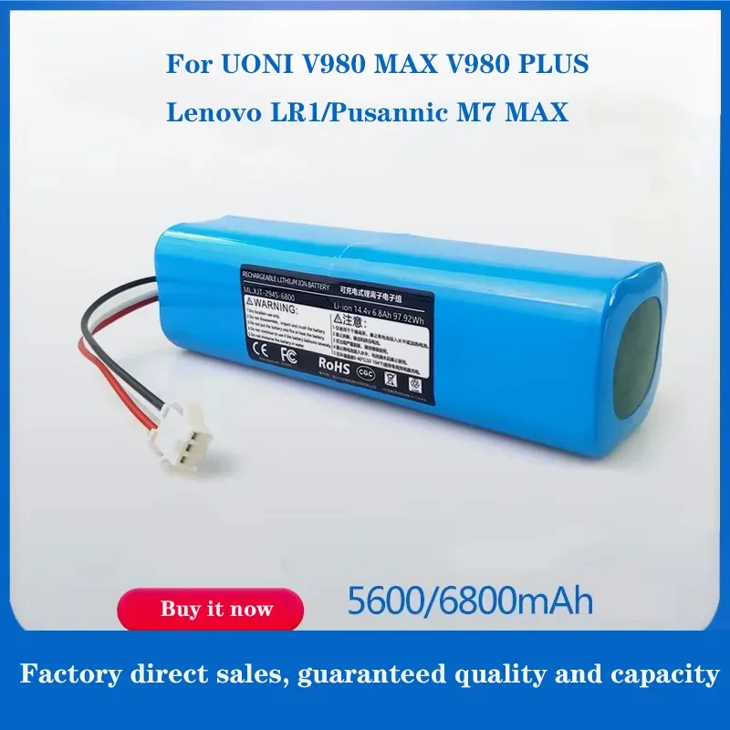 New 14.4V 5.2Ah li-ion Battery Vacuum Cleaner Robot accessories For Proscenic Pusanick M7MAX M8Pro Lenovo LR1 SWEEPER VACUUM
New 14.4V 5.2Ah li-ion Battery Vacuum Cleaner Robot accessories For Proscenic Pusanick M7MAX M8Pro Lenovo LR1 SWEEPER VACUUM