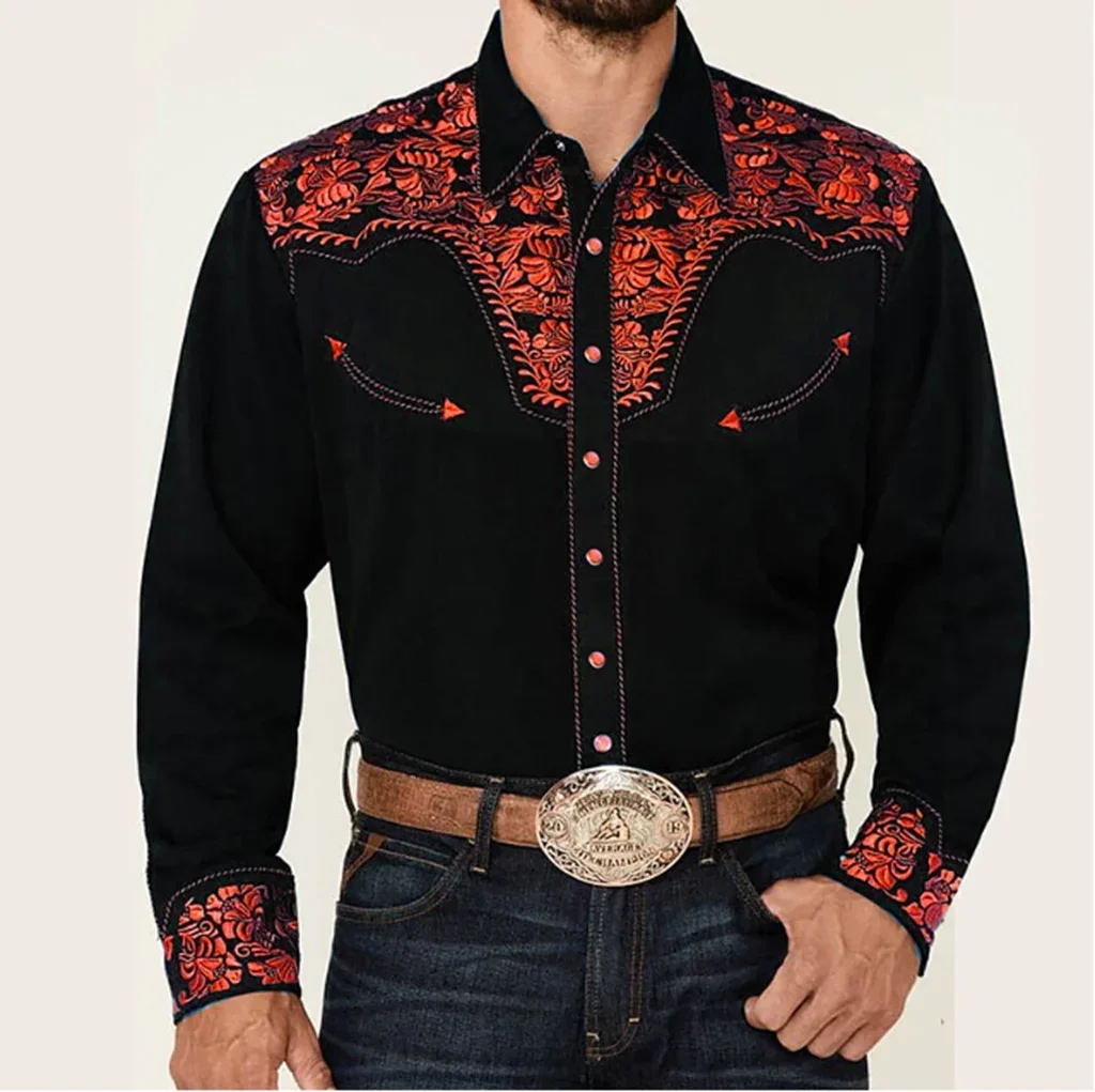 

Men's Shirt Western Shirt Floral Graphic Prints Turndown Long Sleeve Button-Down Print Clothing Apparel Fashion Designer Soft