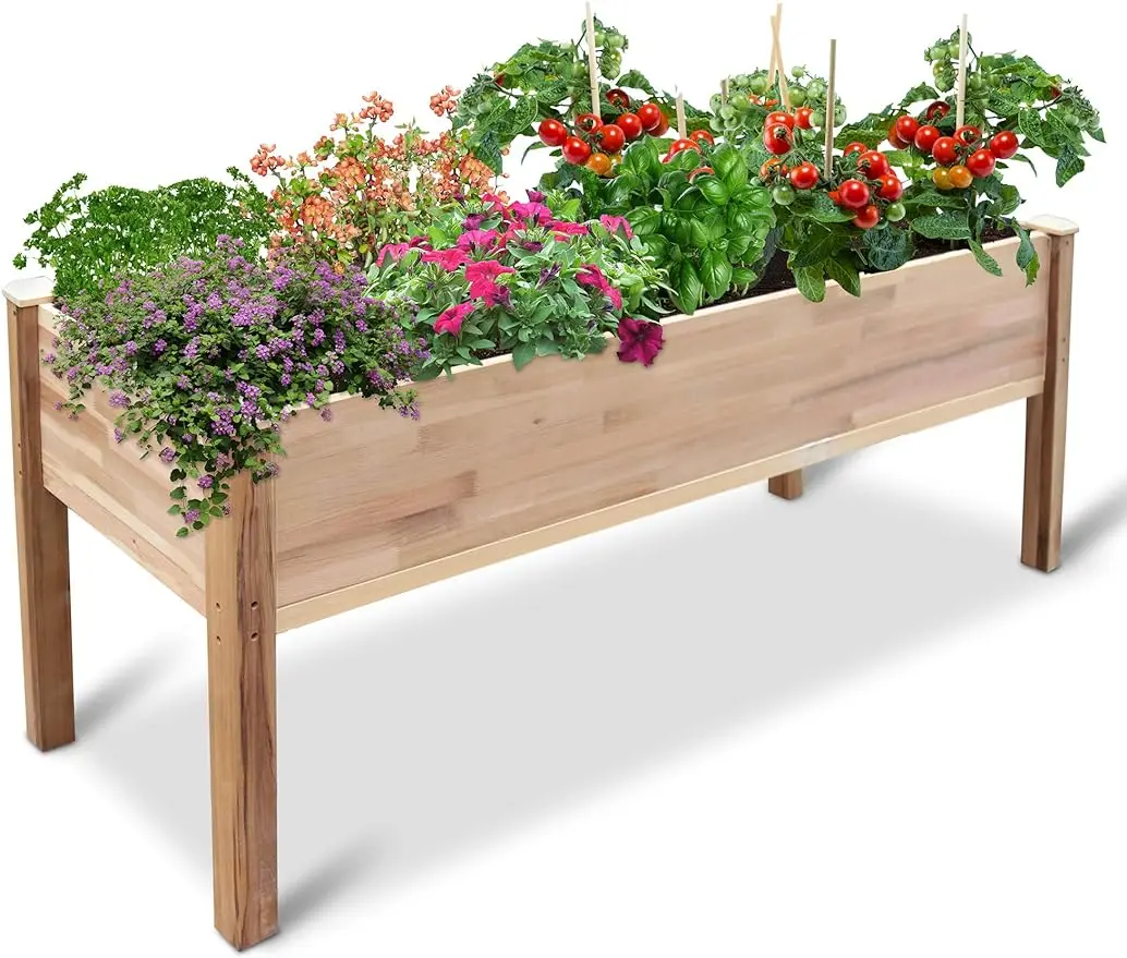 

Jumbl Raised Canadian Cedar Garden Bed | Elevated Wood Planter for Growing Fresh Herbs, Vegetables, Flowers, Succulents