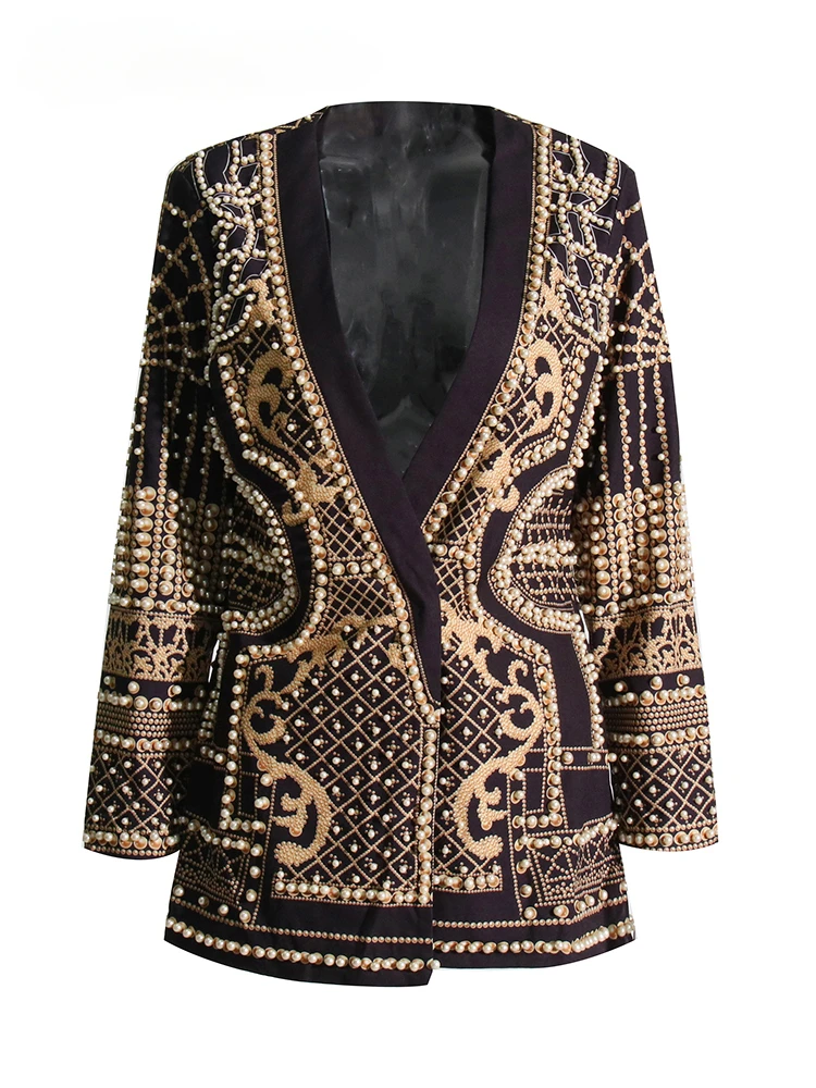 2024 New High Street Blazer for Women V Neck Long Sleeve Embroidered Flares Colorblock Blazers Female Clothing Fashion Style
2024 New High Street Blazer for Women V Neck Long Sleeve Embroidered Flares Colorblock Blazers Female Clothing Fashion Style
