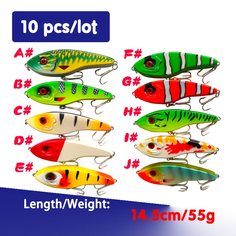 10Pcs/Lot Big VIB Fishing Lure Hard 145mm 55g 10 Colors Slow Sinking VIB Lures Pike Muskies Wobblers For Topmouth Culter
10Pcs/Lot Big VIB Fishing Lure Hard 145mm 55g 10 Colors Slow Sinking VIB Lures Pike Muskies Wobblers For Topmouth Culter