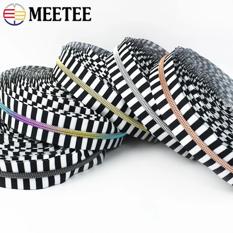 

1/2/3/4M Meetee 5# Nylon Zippers Tapes Decoration Color Coil Zipper Clothes Sewing Closures Cabbage Ziper Roll Zip Repair Kit