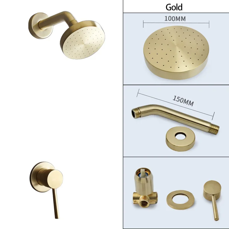 Gold Round Shower Faucet Set Top Spray Concealed Bathroom Rainfall Mixer Shower System Wall Mount Single Handle Shower Trim Kit
Gold Round Shower Faucet Set Top Spray Concealed Bathroom Rainfall Mixer Shower System Wall Mount Single Handle Shower Trim Kit