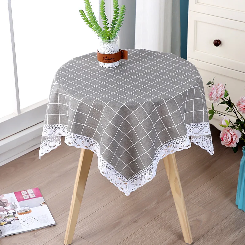 

Tablecloth water-proof oil-proof leave-in Nordic pure color blended cotton and linen round table cloth