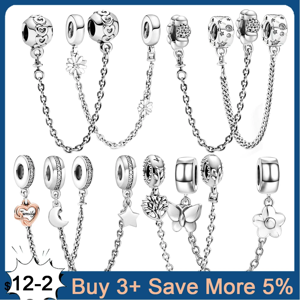 Genuine 925 Sterling Silver Safety Chain Charm Beads Fit Original Charm Bracelet Necklace Fine Jewelry Making DIY Gift
Genuine 925 Sterling Silver Safety Chain Charm Beads Fit Original Charm Bracelet Necklace Fine Jewelry Making DIY Gift