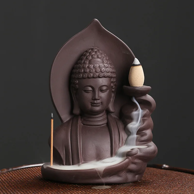 

Original Purple Sandalwood Backflow Incense Stove Xiangyun Buddha Home Crafts Presenting Sandalwood As A Gift Hot Sale