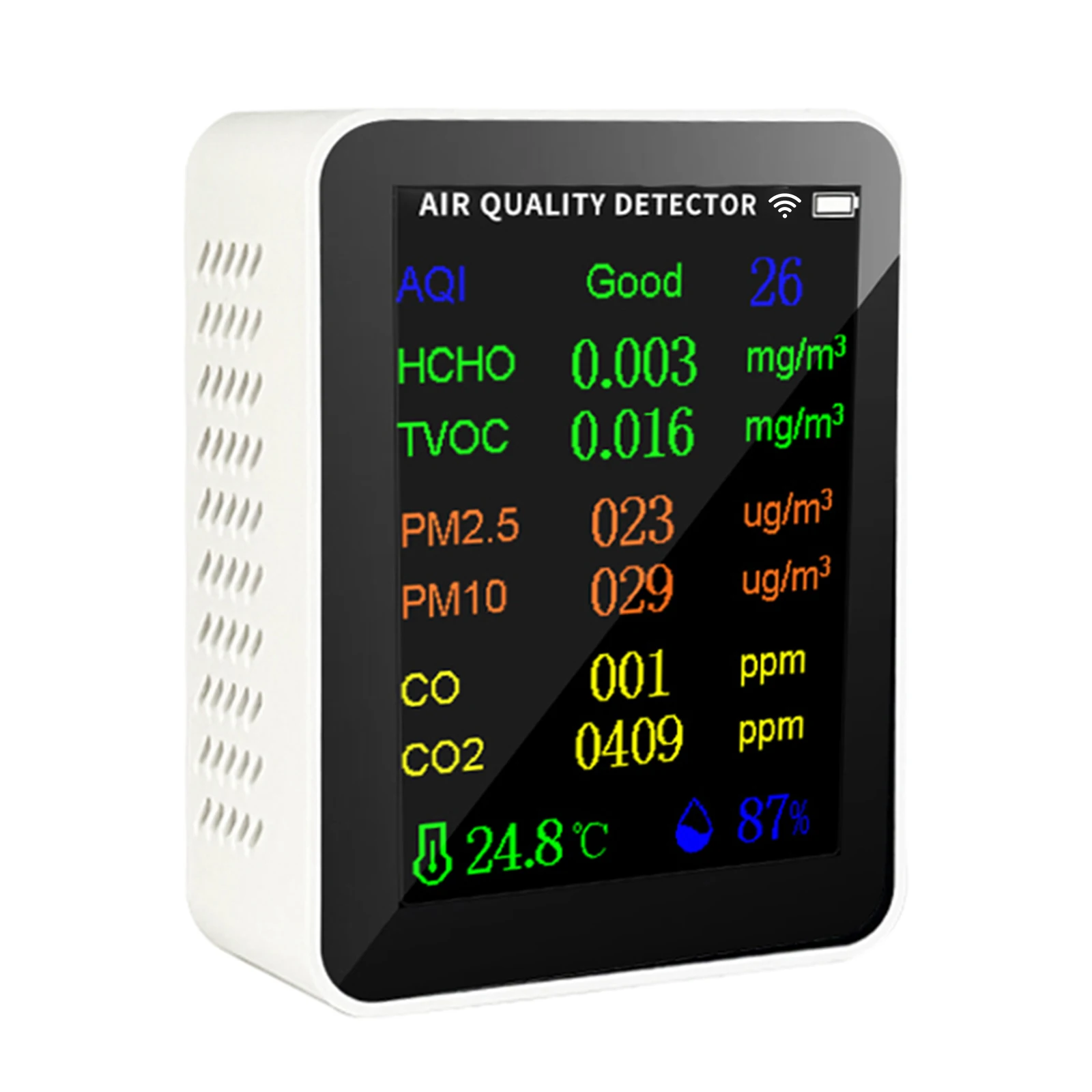 Измеритель Качества Воздуха 10 в 1, PM2 5 PM10 HCHO AQI тестер температуры и влажности, большой TFT цветной дисплей, мобильное приложение для управления
Измеритель Качества Воздуха 10 в 1, PM2 5 PM10 HCHO AQI тестер температуры и влажности, большой TFT цветной дисплей, мобильное приложение для управления