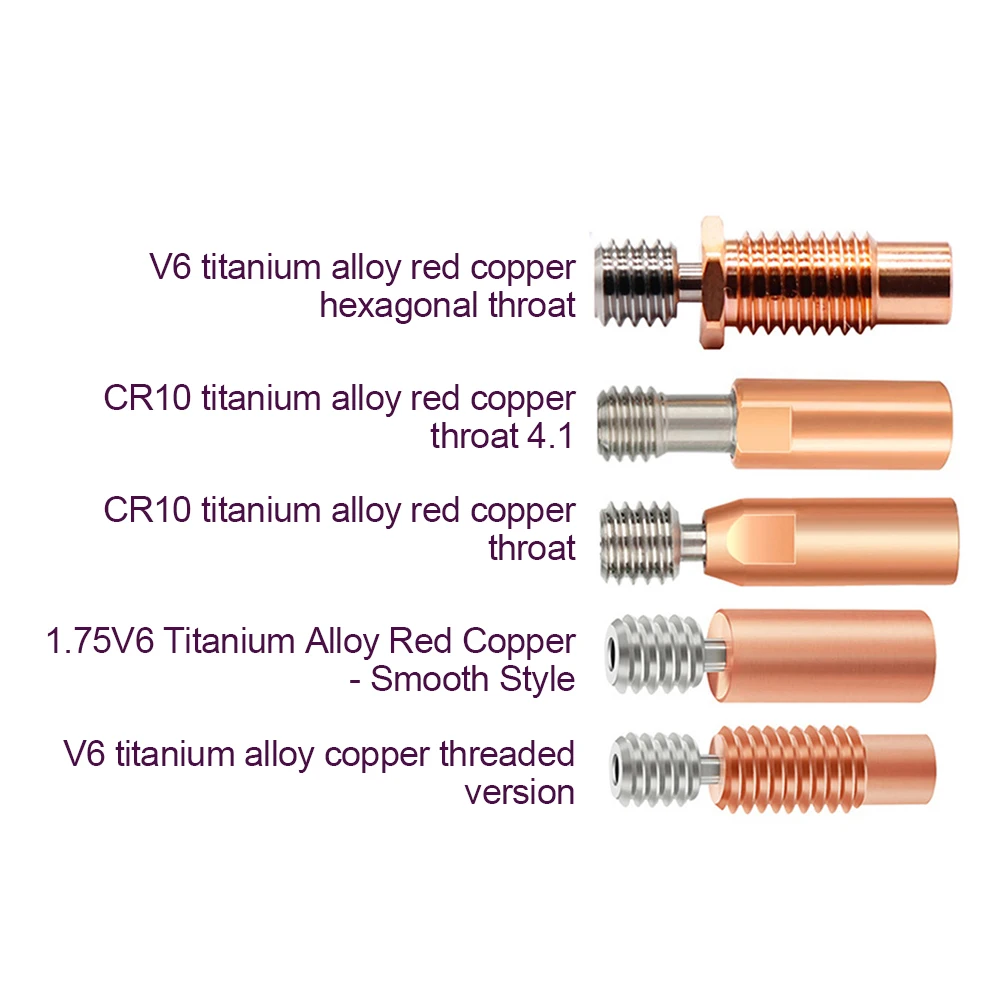 E3d-v6 Throat Heat Break Bi-metal Titanium Alloy Copper Throat Cr10 Bi-metal Heatbreak Copper Plated 3d Printer Parts M7 Thread
E3d-v6 Throat Heat Break Bi-metal Titanium Alloy Copper Throat Cr10 Bi-metal Heatbreak Copper Plated 3d Printer Parts M7 Thread