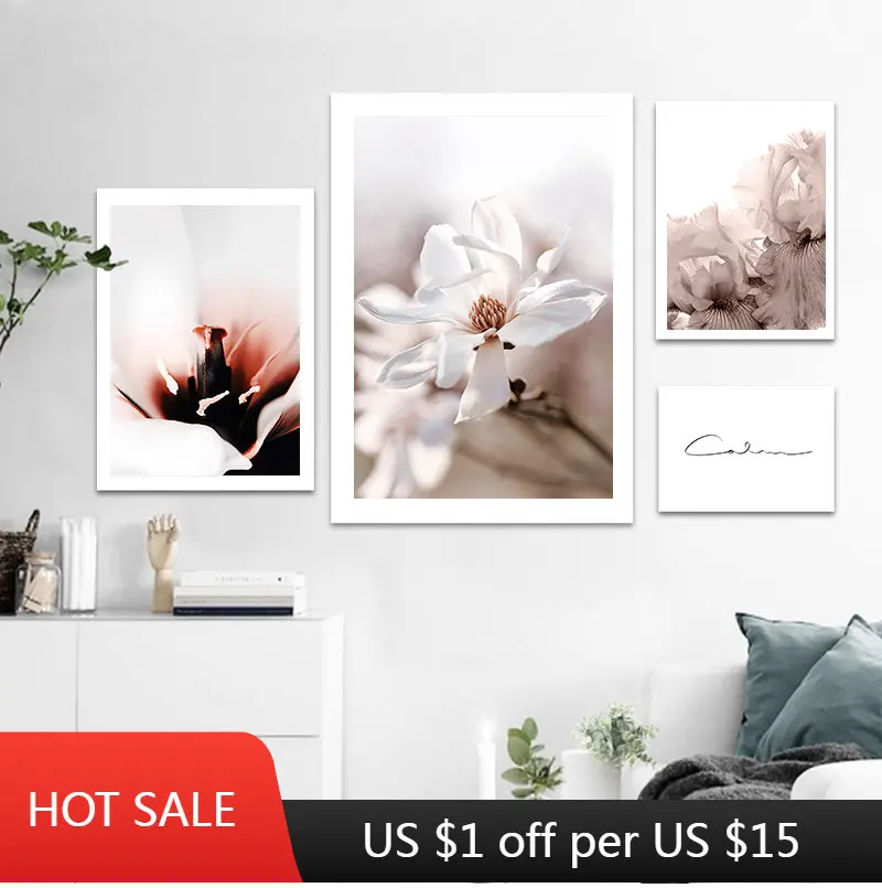 

Scandinavian Flower Plant Canvas Painting Botanical Floral Nordic Poster Abstract Print Wall Art Picture Modern Home Room Decor