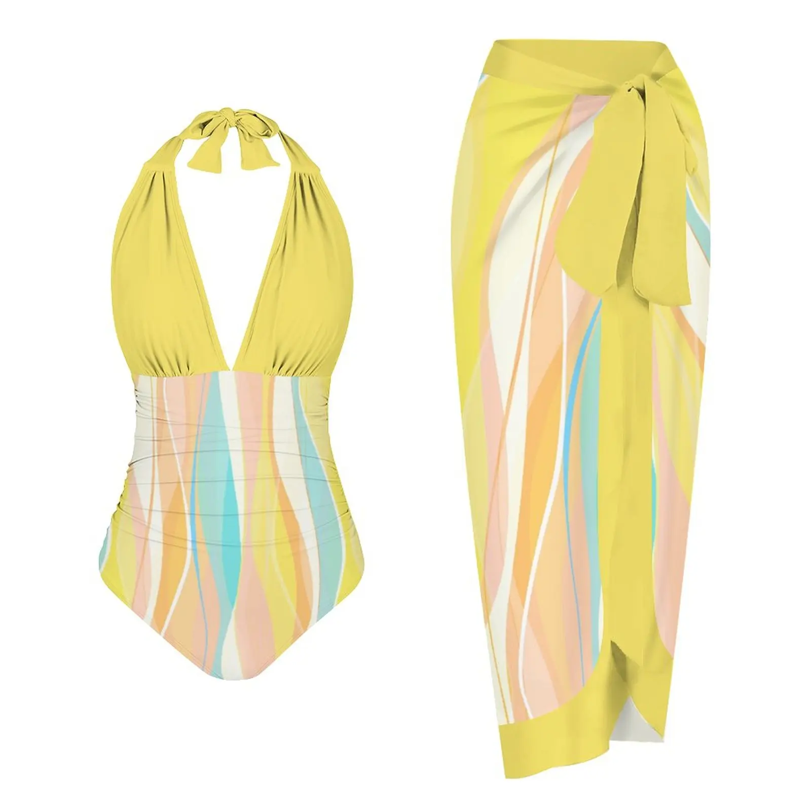 Women's Yellow Printed Sexy Bikini, Plain One Piece, Hanging Neck, Lace Up Swimwear, Beachwear Swimming, New, 2022
Women's Yellow Printed Sexy Bikini, Plain One Piece, Hanging Neck, Lace Up Swimwear, Beachwear Swimming, New, 2022