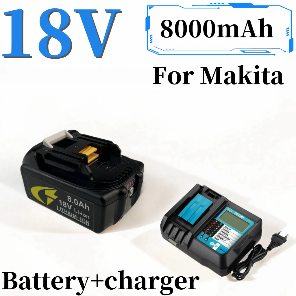 Rechargeable electric tool battery with charge display, Makita's lithium-ion replacement, 18V, 8.0Ah, BL1860B, BL1860, BL1850
Rechargeable electric tool battery with charge display, Makita's lithium-ion replacement, 18V, 8.0Ah, BL1860B, BL1860, BL1850
