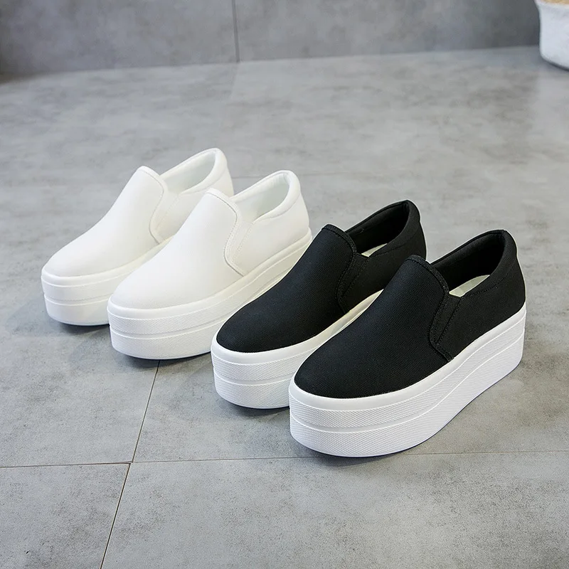 Thick Bottom Sneakers Loafer New Fashion Plataformas Black White Canvas Shoes Platform Sneakers Women Trainer Shoes Chunky Heels
Thick Bottom Sneakers Loafer New Fashion Plataformas Black White Canvas Shoes Platform Sneakers Women Trainer Shoes Chunky Heels