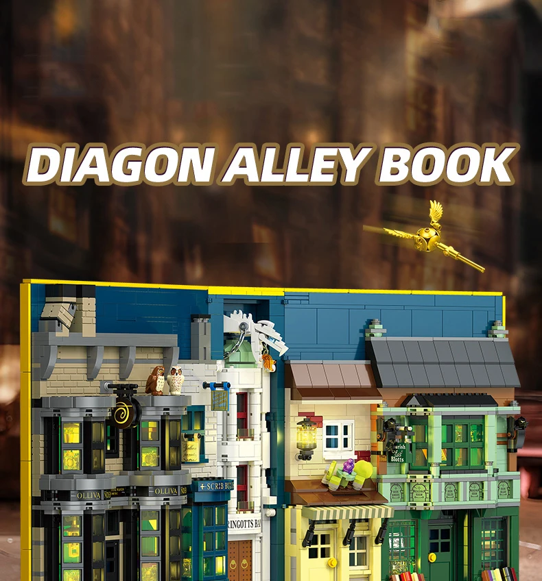1976PCS Diagon Alley Book Building Blocks Classic Movie Scene Magic Bookstore Model Bricks Desktop Decoration Kids DIY Toys Gift 1976PCS Diagon Alley Book Building Blocks Classic Movie Scene Magic Bookstore Model Bricks Desktop Decoration Kids DIY Toys Gift