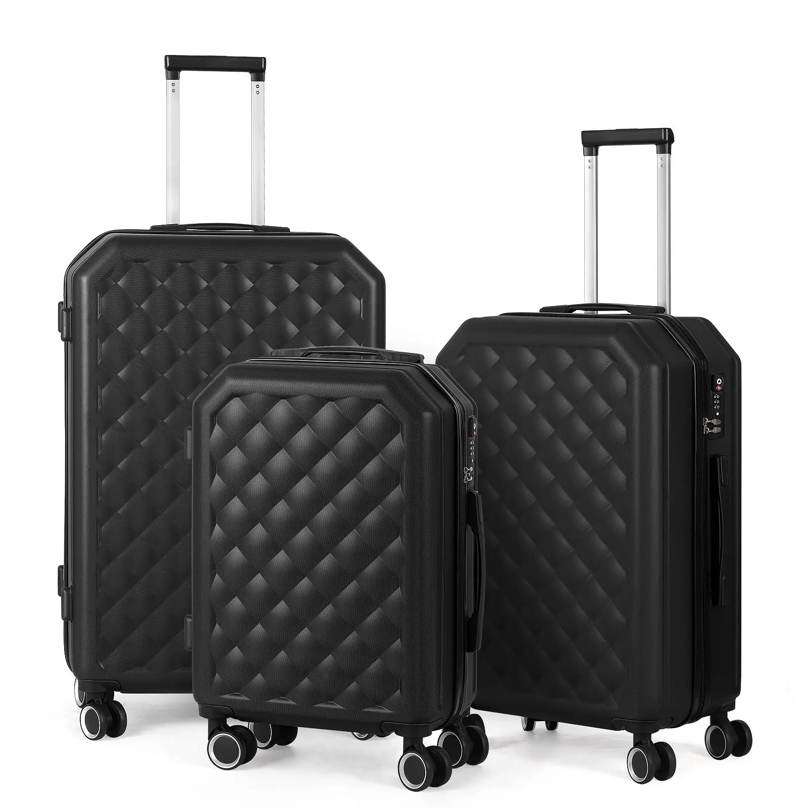 3-Piece Luggage Black Set ABS Light Trolley Luggage Rolling Suitcase with TSA Lock
3-Piece Luggage Black Set ABS Light Trolley Luggage Rolling Suitcase with TSA Lock