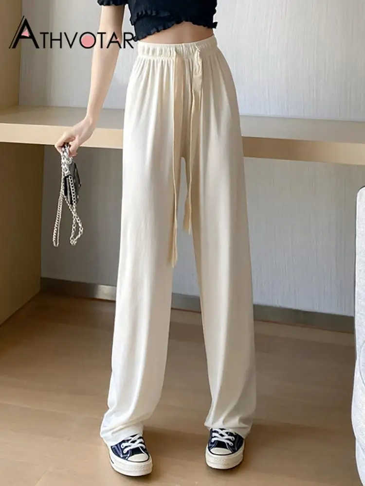 ATHVOTAR Pants Women 40-80Kg Ribbed Wide Leg Thin High Waist Pants Female Drape Spring Autumn Summer Loose Straight Casual Pants
ATHVOTAR Pants Women 40-80Kg Ribbed Wide Leg Thin High Waist Pants Female Drape Spring Autumn Summer Loose Straight Casual Pants