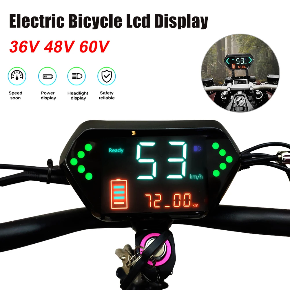 Electric Bicycle LCD Display 36V 48V 60V With Speedometer Odometer Battery Power Turn Signal Indicator 72V For Phase Controller
Electric Bicycle LCD Display 36V 48V 60V With Speedometer Odometer Battery Power Turn Signal Indicator 72V For Phase Controller