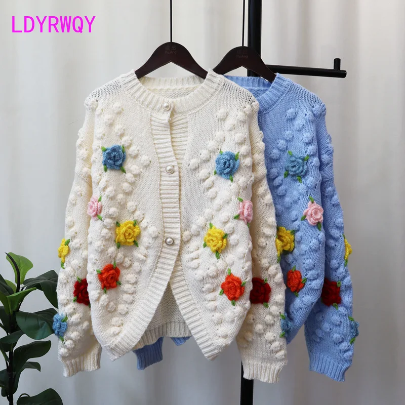 Heavy Industry 3D Flower Sweater Coat Women's 2023 Autumn/Winter New Korean Loose Knitted Cardigan
Heavy Industry 3D Flower Sweater Coat Women's 2023 Autumn/Winter New Korean Loose Knitted Cardigan