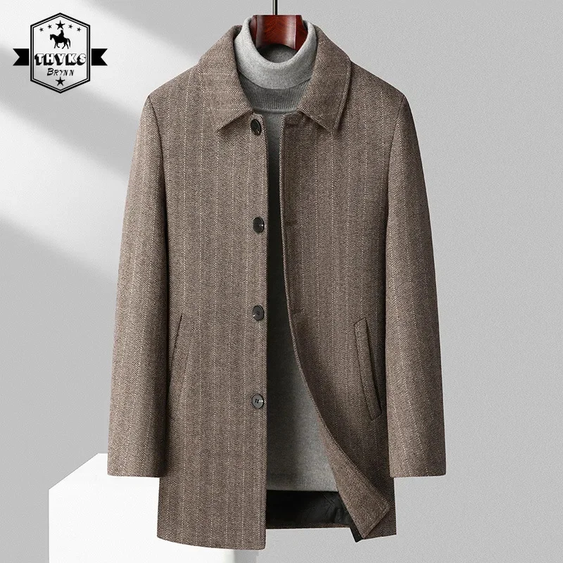 Mens Business Casual Woolen Overcoat Thick Warm Lapel Single Breasted Coat Male Solid Color Simple Mid Long Jacket Autumn 
Mens Business Casual Woolen Overcoat Thick Warm Lapel Single Breasted Coat Male Solid Color Simple Mid Long Jacket Autumn