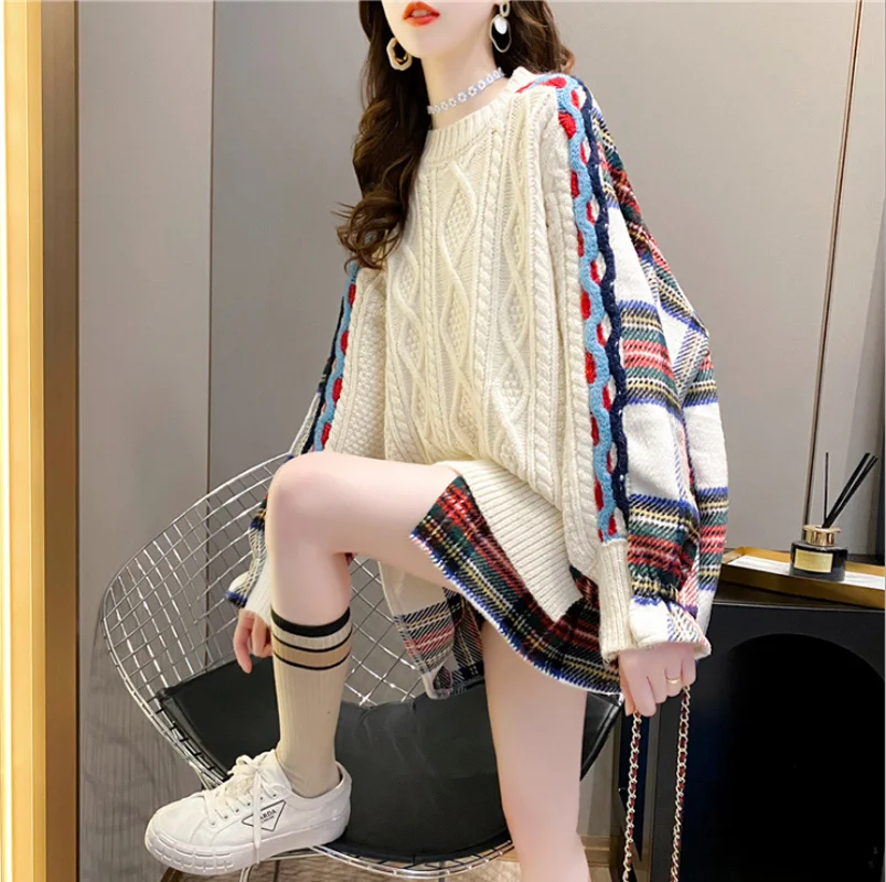 Women Autumn Winter Lazy Style Stitching Pullover Fake Two-Piece Sweater Loose 2021 Knitted Tops Lady All-match Korean Knitwear
Women Autumn Winter Lazy Style Stitching Pullover Fake Two-Piece Sweater Loose 2021 Knitted Tops Lady All-match Korean Knitwear