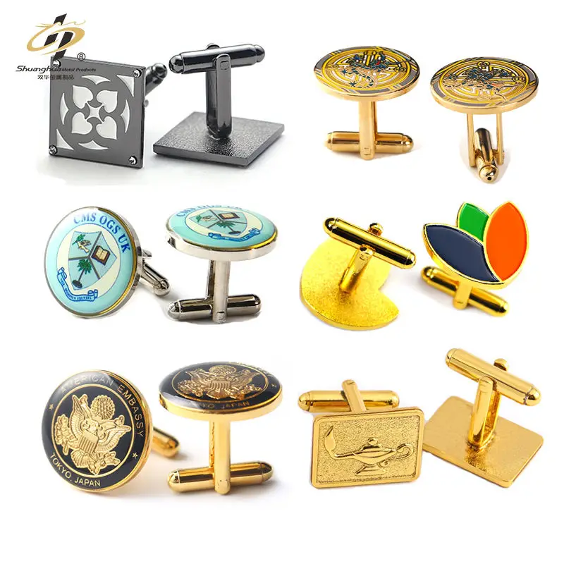 

Personalized Supplier Custom Logo Metal Cuff Links And Tie Clip Men's Suit Shirt Cufflinks For Men With Box Packing
