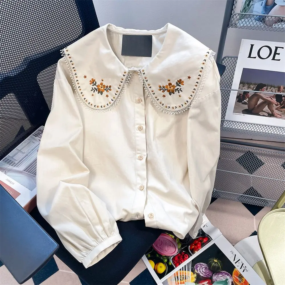 Plus Size 5XL 140kg Spring Women Shirt Loose Ladies Solid Color Blouse Long Sleeve Casual Blause Female Embroidery Tops
Plus Size 5XL 140kg Spring Women Shirt Loose Ladies Solid Color Blouse Long Sleeve Casual Blause Female Embroidery Tops