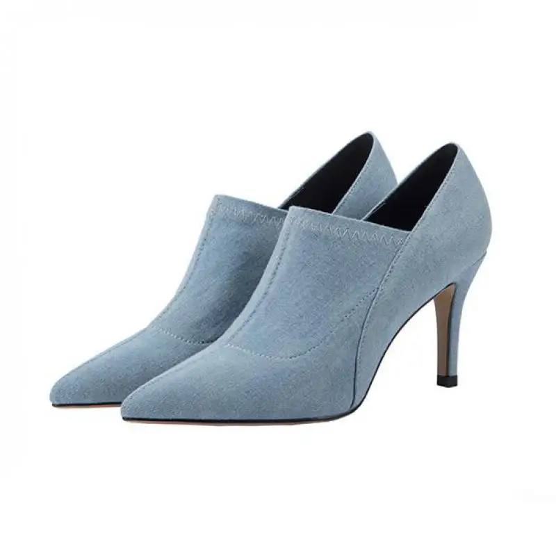 31-44 Point Thin High Heel Point Toe Fashion Ankle Boots For Women Denim Ankle Slip-on Basic Pointed Toe Blue Ladies Boots
31-44 Point Thin High Heel Point Toe Fashion Ankle Boots For Women Denim Ankle Slip-on Basic Pointed Toe Blue Ladies Boots