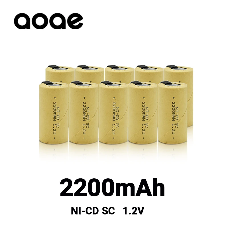 

Baterias SC de furadeira elétrica recarregável com ferramenta elétrica Tab, chave de fenda,1.2V, 2200mAh, Sub C,Ni-Cd SUBC Cells