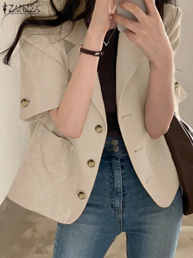 ZANZEA Women Fashion Blazer Summer Office OL Outwear Lapel Neck Short Sleeve Suits Female Vintage Shirts Casual Streetwear Tops
ZANZEA Women Fashion Blazer Summer Office OL Outwear Lapel Neck Short Sleeve Suits Female Vintage Shirts Casual Streetwear Tops