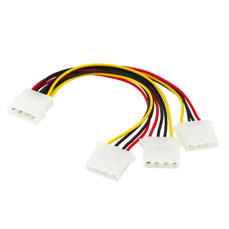 

High Quality 4Pin IDE Power Cables HY1578 4 Pin Molex Male To 3 Port Molex IDE Female Power Supply Splitter Adapter Cable