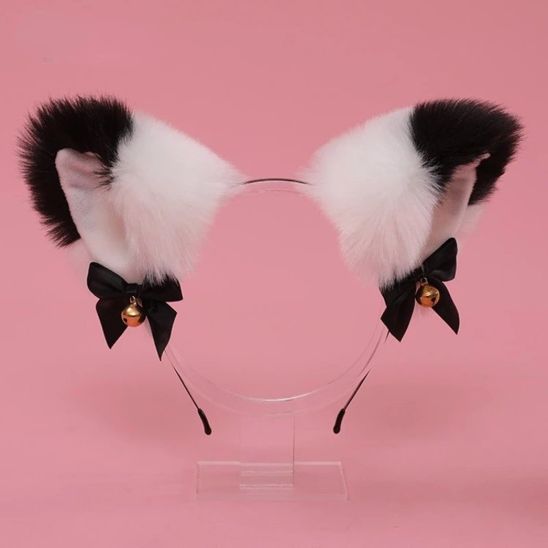 

Masquerade Halloween Cute Cat Ears Plush Headband Lolita Cosplay Fox Ear Party Costume Bow Tie Bell Girl Anime Hair Accessories
