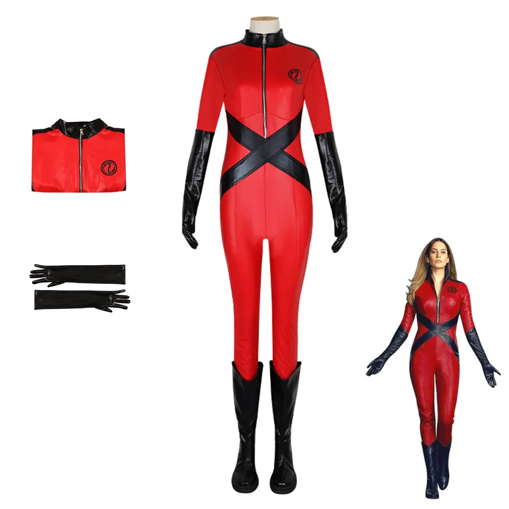 Movie Umbrella Academy Season 3 Sloane 5 Cosplay Costume Red Tight PU Jumpsuits Combats Adult Woman Sexy Carnival Party Suit
Movie Umbrella Academy Season 3 Sloane 5 Cosplay Costume Red Tight PU Jumpsuits Combats Adult Woman Sexy Carnival Party Suit