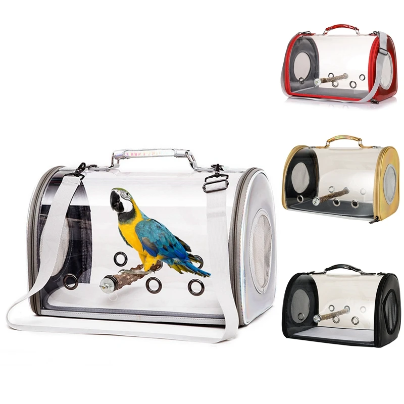 

Lightweight Bird Carrier Cage Transparent PVC Breathable Parrots With Standing Stick Bag Bird Travel Bag Pet Backpack Birdcage