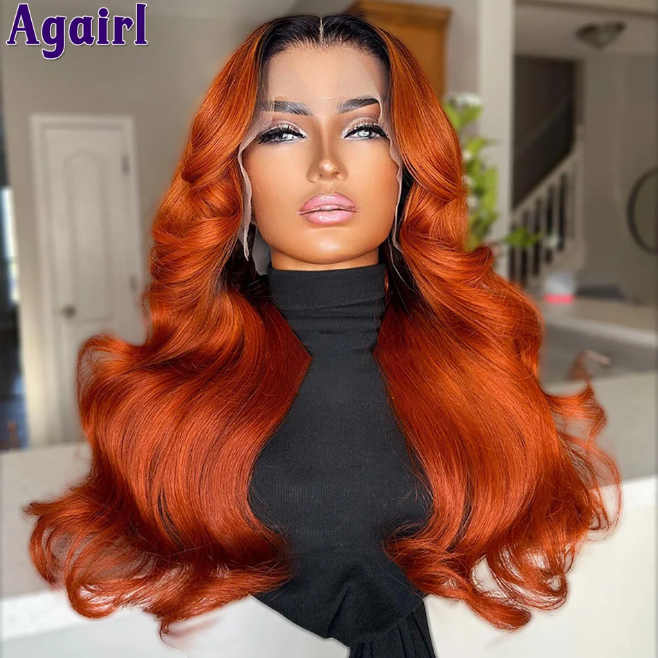 

Ombre 1B Orange Ginger 13x6 Lace Front Wigs Human Hair Pre Plucked 5X5 Body Wave Wigs 13x4 Glueless Transparent Lace Frontal Wig