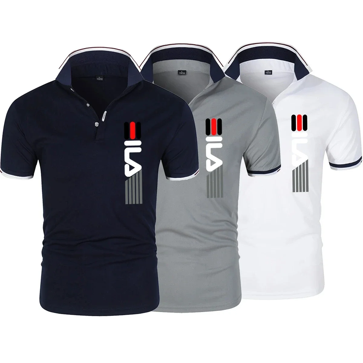 

Summer new selling men's lapel anti-pilling Polo shirt printed short sleeve casual business fashion slim breathable men's T-shir