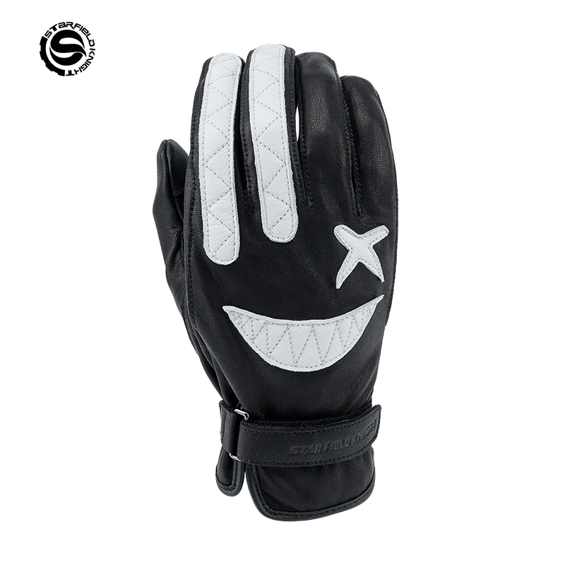 SFK Goatskin Motorcycle Gloves Vintage Leather Two-Finger Touchscreen Gloves Summer Motocross Racing Gloves Black White Strip
SFK Goatskin Motorcycle Gloves Vintage Leather Two-Finger Touchscreen Gloves Summer Motocross Racing Gloves Black White Strip
