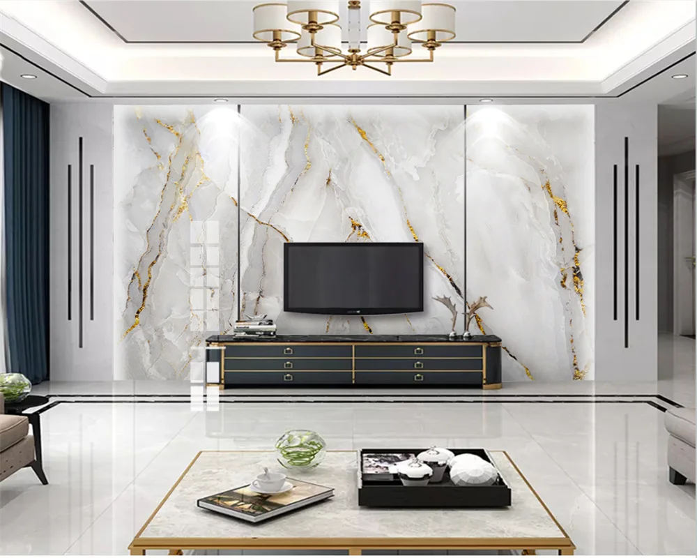 

beibehang Customized new papel de parede modern light luxury jazz white slab marble texture mural background wallpaper