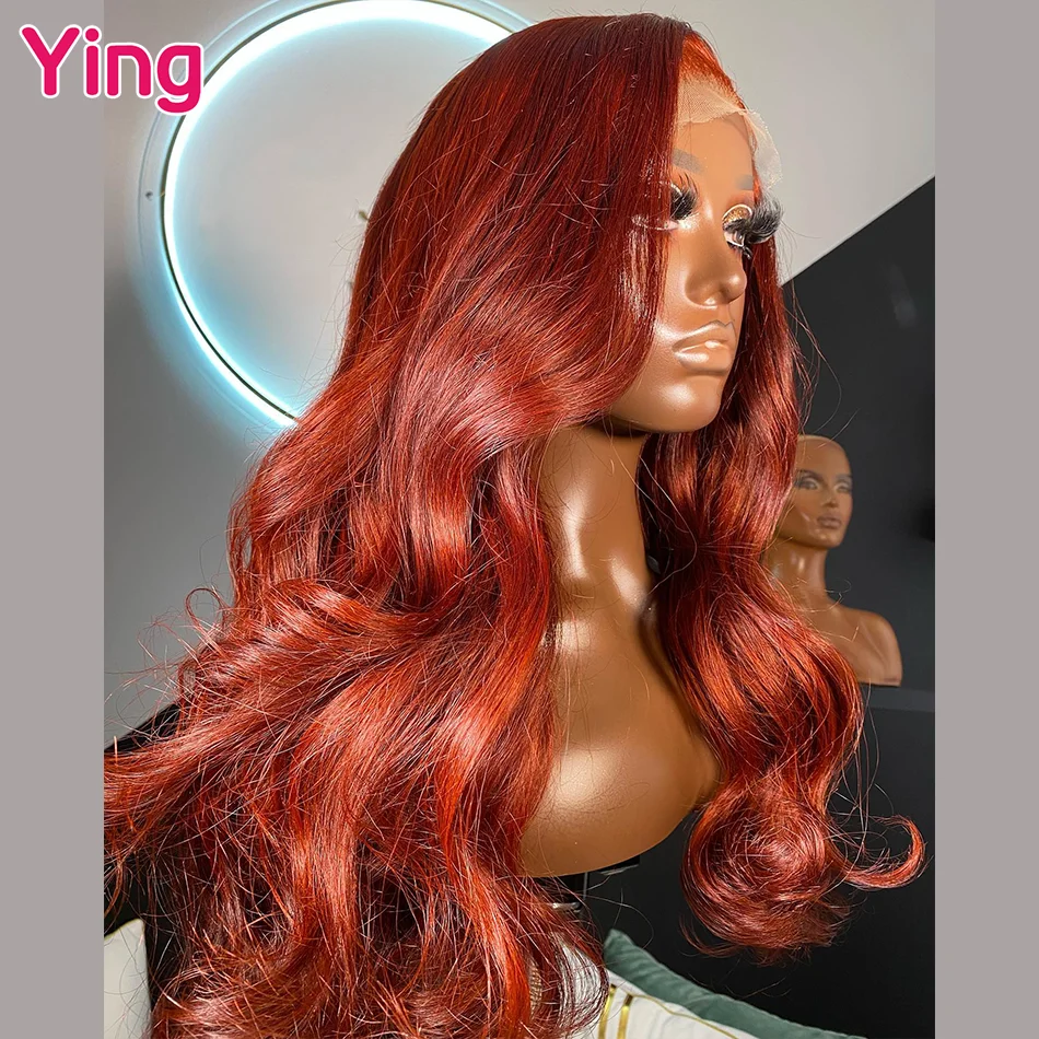 

Ying Reddish Orange Colored Brazilian Hair 12A 200% Body Wave 13x4 Wear To Go Glueless 13x6 Lace Front Wig PrePlucked 34 Inches