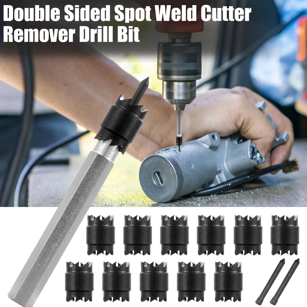 14Pcs Spot Weld Cutter Set High Speed Steel Double Sided Spot Weld Remover Cutter Drill Bit 3/8inch Sturdy Welder Cut Rotary Kit
14Pcs Spot Weld Cutter Set High Speed Steel Double Sided Spot Weld Remover Cutter Drill Bit 3/8inch Sturdy Welder Cut Rotary Kit