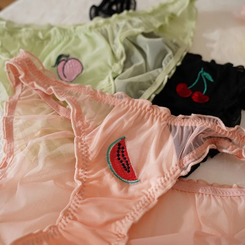 Women Sexy Lace Lingerie Temptation Low-waist Panties Fruit Ins Embroidery Transparent Briefs Seamless Sweet Cute Lady Underwear
Women Sexy Lace Lingerie Temptation Low-waist Panties Fruit Ins Embroidery Transparent Briefs Seamless Sweet Cute Lady Underwear