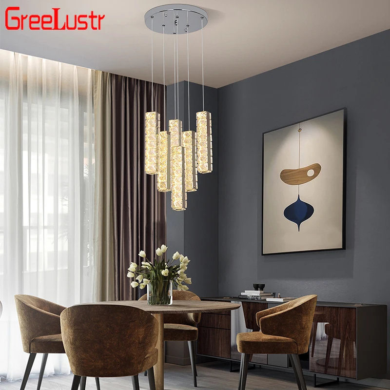 

Modern Luxury Pendant Lights Kitchen Living Room Crystal Ceiling Chandeliers Lustre Bedroom Decora Scaune Dining Hanging Lamps