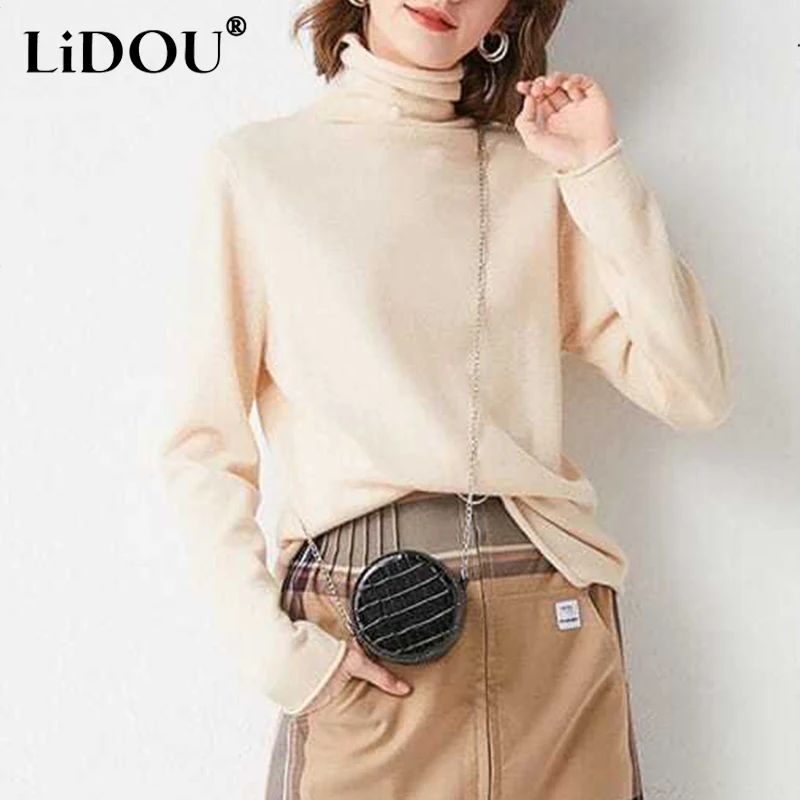 Spring Autumn Solid Color Fashion Elegant Knitting Sweater Women Long Sleeve Half Turtleneck Casual Loose Lady Undershirt Tops
Spring Autumn Solid Color Fashion Elegant Knitting Sweater Women Long Sleeve Half Turtleneck Casual Loose Lady Undershirt Tops