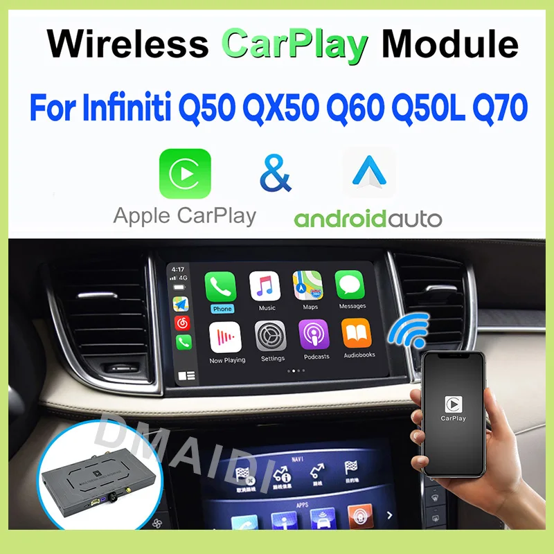 Беспроводной автомобильный декодер Carplay Android для Infiniti Q50 QX50 Q60 Q50L QX60 Q70 2015-2019
Беспроводной автомобильный декодер Carplay Android для Infiniti Q50 QX50 Q60 Q50L QX60 Q70 2015-2019