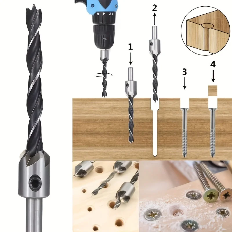 4/7pcs Wood Countersink Drill Set, HCS 5 Flute Drill Bit, Carpentry Reamer Woodworking Chamfer End Milling Wood Tool
4/7pcs Wood Countersink Drill Set, HCS 5 Flute Drill Bit, Carpentry Reamer Woodworking Chamfer End Milling Wood Tool