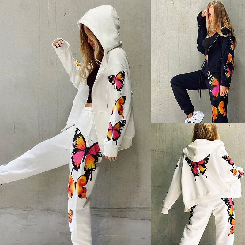2024 Autumn/winter New Popular Butterfly Print Sweater Set Long Sleeve Hooded Zipper Casual Sweater Set for Women Fashion Casual
2024 Autumn/winter New Popular Butterfly Print Sweater Set Long Sleeve Hooded Zipper Casual Sweater Set for Women Fashion Casual