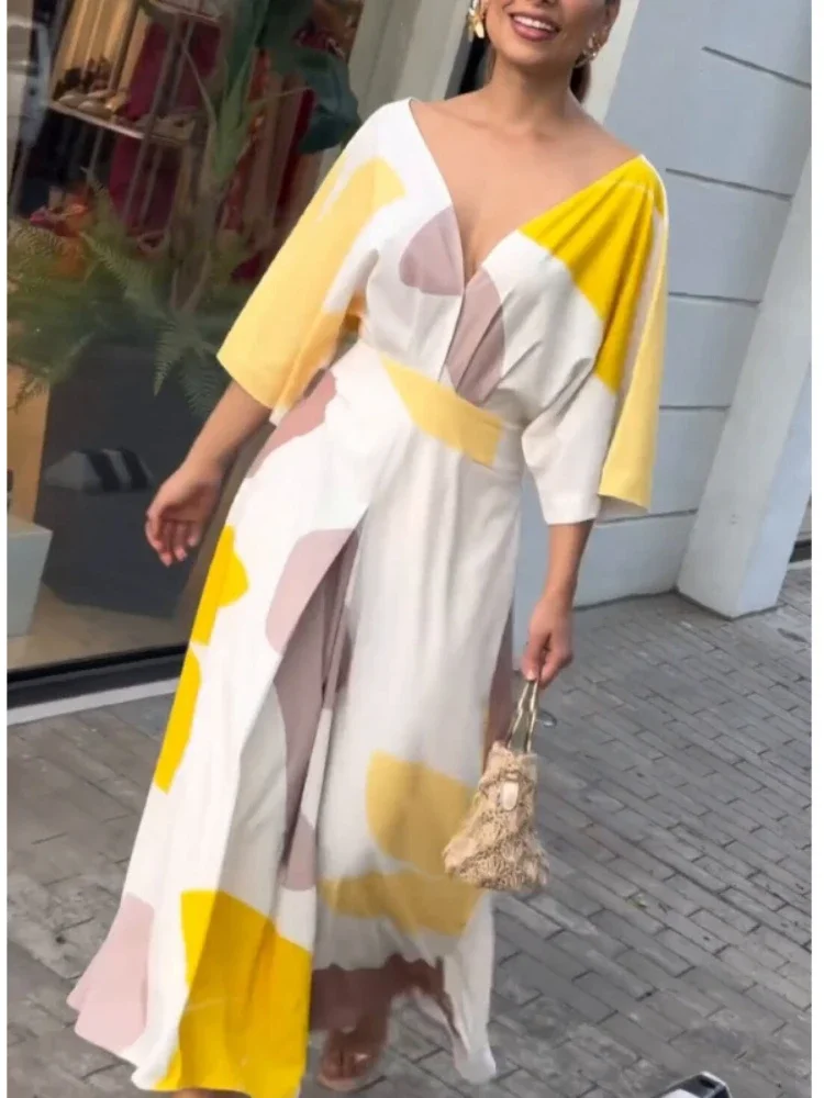 Женское длинное платье с принтом, элегантное Привлекательное платье с V-образным вырезом и высокой талией, весна-лето 2024
Женское длинное платье с принтом, элегантное Привлекательное платье с V-образным вырезом и высокой талией, весна-лето 2024